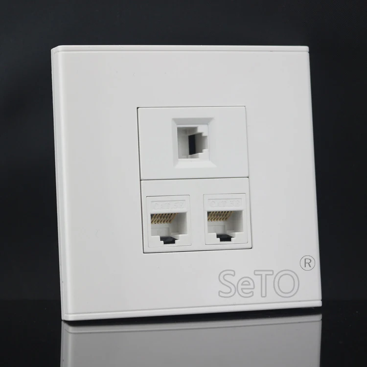SeTo 86 Тип Двойной RJ45 Cat5e сеть Ethernet + Cat3 телефонная розетка настенная пластина Keystone