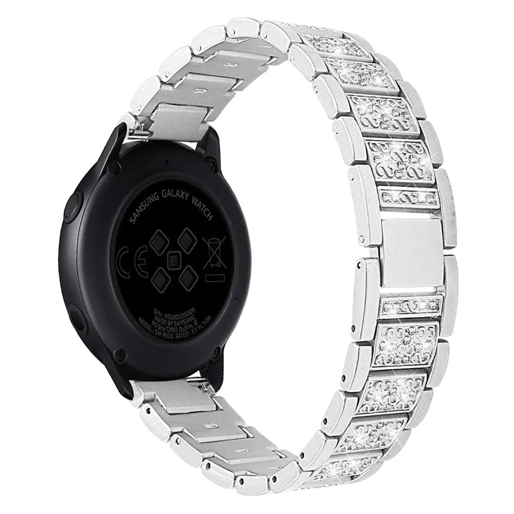 SILVER Шикарные часы, украшенные драгоценными камнями ремешок для samsung Galaxy Watch 46 мм 42 мм активный ремешок для часов на замену браслет для samsung gear S3 Classic - Цвет ремешка: SILVER