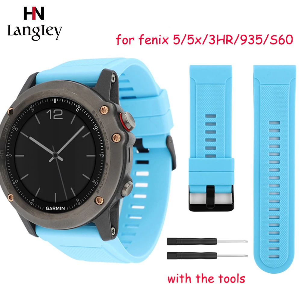 

Colorful Silicone Watchband For Garmin fenix5 5S 5X 3/3HR 935 /S60 Straps With Tools 20mm/22mm/26mm Wristwatch Straps Wholesale