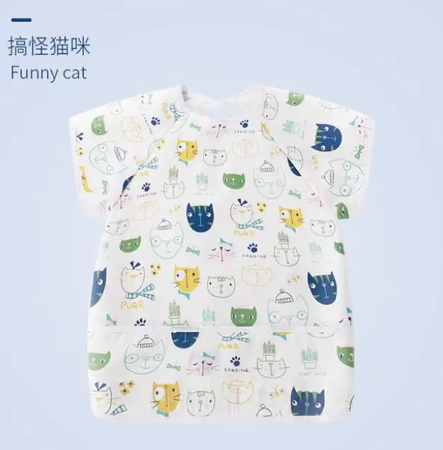 

Adjustable Cartoon Baby Bibs Apron short sleeve waterproof bibs Summer burp Cloths for 0-3 years old boys girls infant bavoir