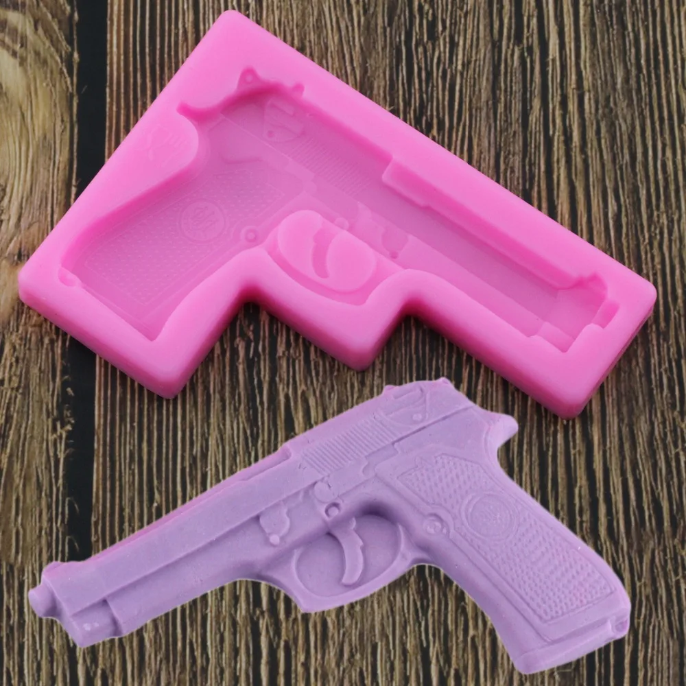 Игрушечный пистолет в форме пистолета Fondant (сахарная) торта силикона прессформы 3D