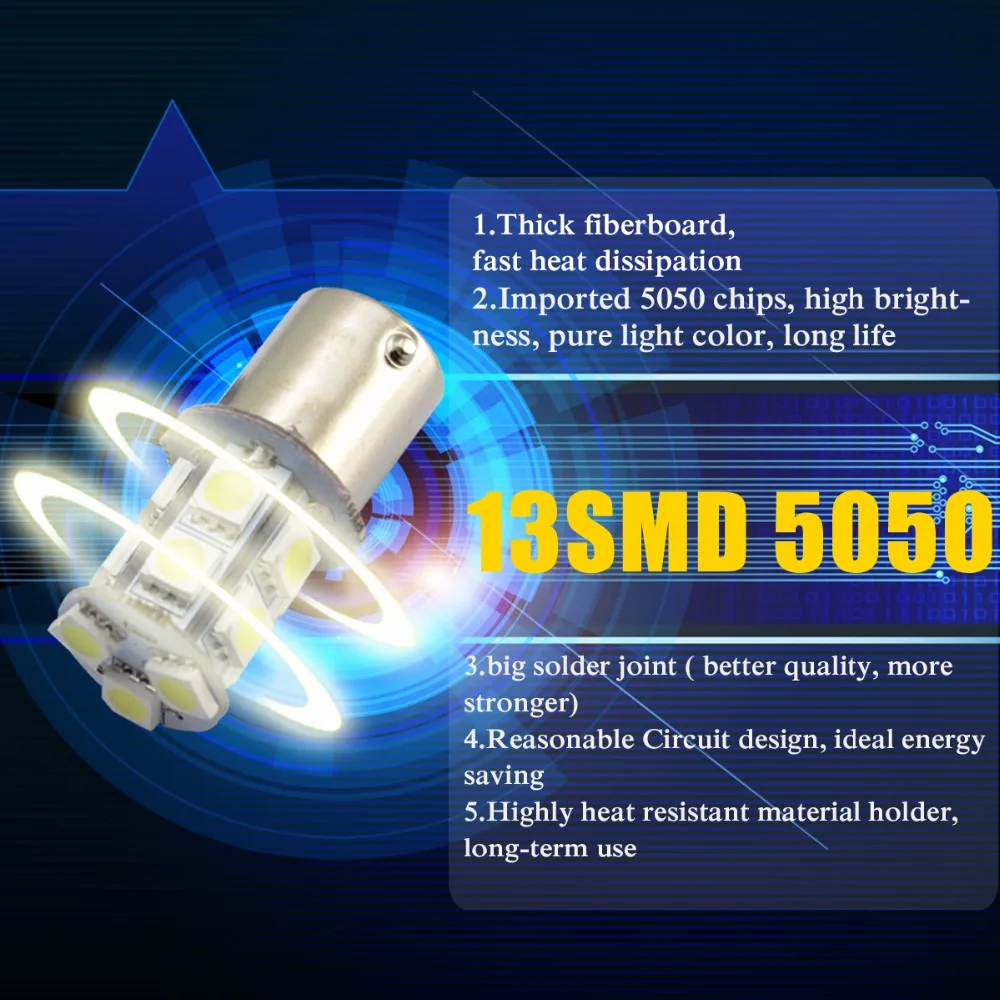 AutoEC 10 шт. S25 1156 1157 светодиод 13 smd 5050 P21W BAY15D задний стоп сигнал заднего хода