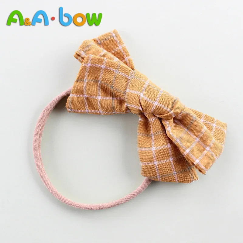 1PCS Plaid Bow Hair Band Baby's Nylon Headband Baby`s Girl Elastic Cute Tiara Accessories HairBand | Детская одежда и обувь