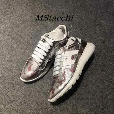 Camouflage white Mcacchi/женские кроссовки из коровьей кожи с блестками; женская повседневная обувь на шнуровке, визуально увеличивающая рост; женские разноцветные кроссовки на не сужающемся книзу массивном каблуке - Цвет: Camouflage white