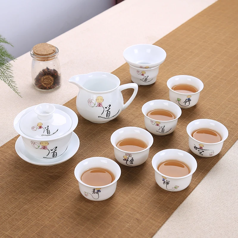 9 шт. китайский чайный сервиз Gaiwan голубой и белый фарфор Чайный набор кунг-фу Супница керамическая чашка для чая чайная чашка и блюдце мастер чашки - Цвет: see chart