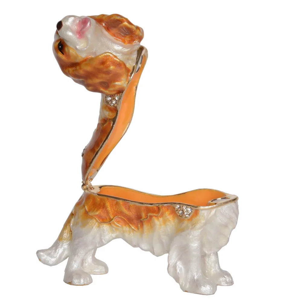 

Treasured Box Jeweled King Charles Spaniel Dog Enameled Trinket Jewelry Box Keepsake Box Pet Gifts