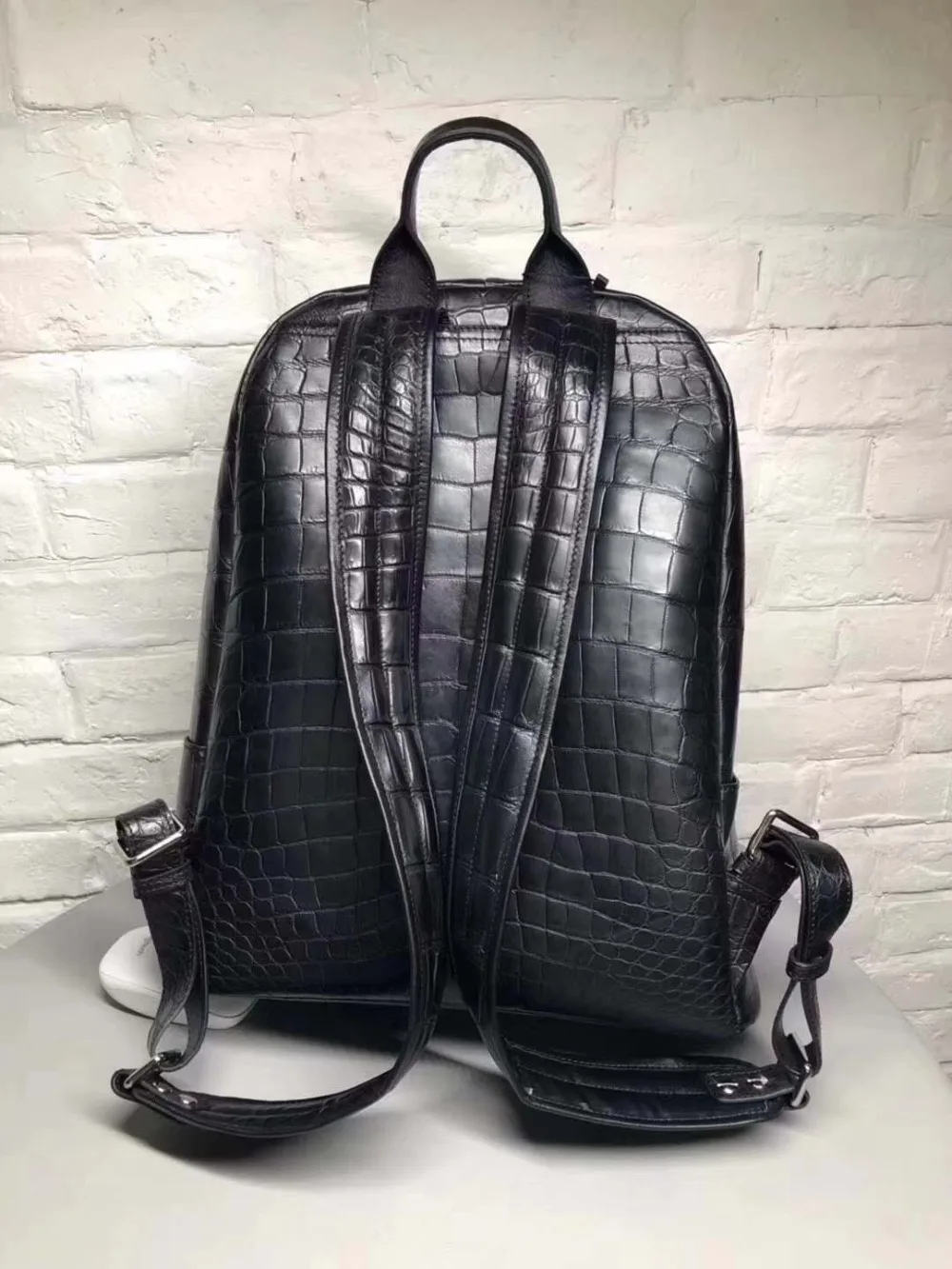 Рюкзак из 100% натуральной крокодиловой кожи сумка матовый рюкзак черной с