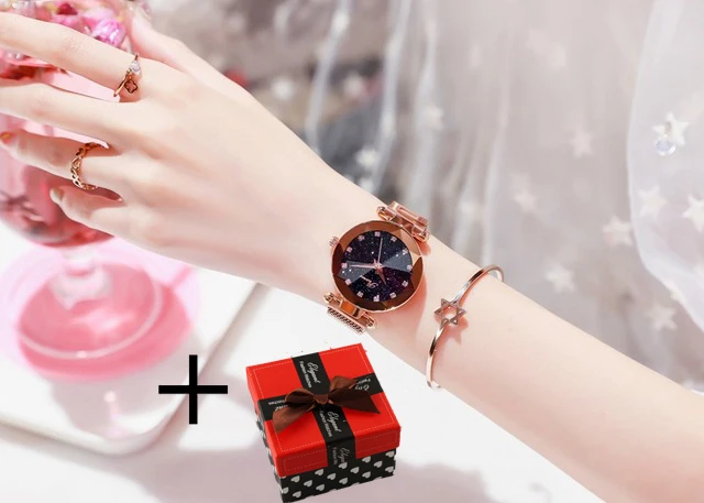 Montre Femme Золотые женские часы с браслетом люксовый бренд хрустальные дамские часы с бриллиантами кварцевые женские часы relogio femino reloj mujer - Цвет: Rose Gold With Box