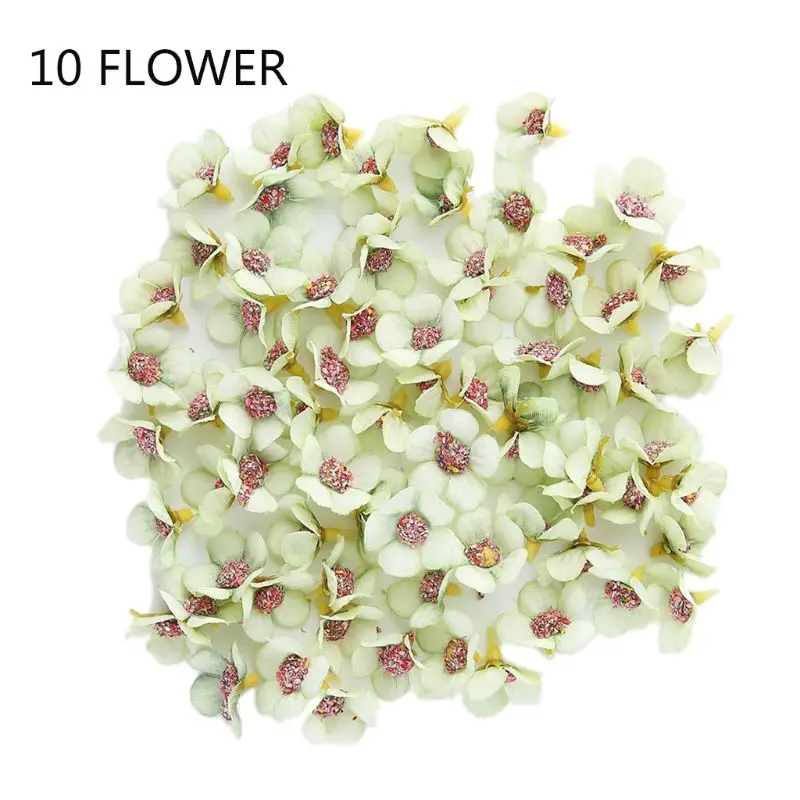 Green 10Pcs/Set 2cm Multicolor Mini Artificial Daisy Flower Heads Sunflower For Wreath DIY Scrapbooking Wedding Party Decoration - Цвет: Green