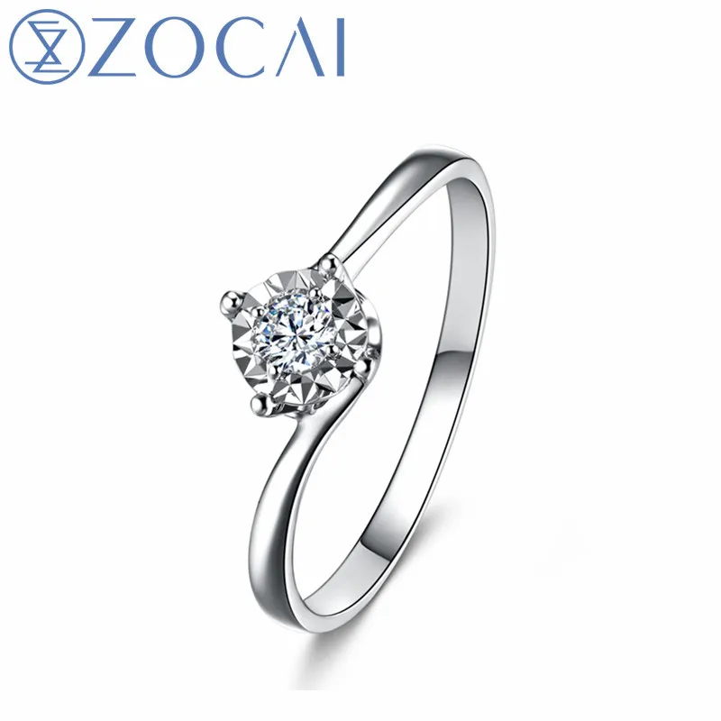 Новое поступление обручальные кольца ZOCAI с натуральными бриллиантами 0 1 карат H/SI