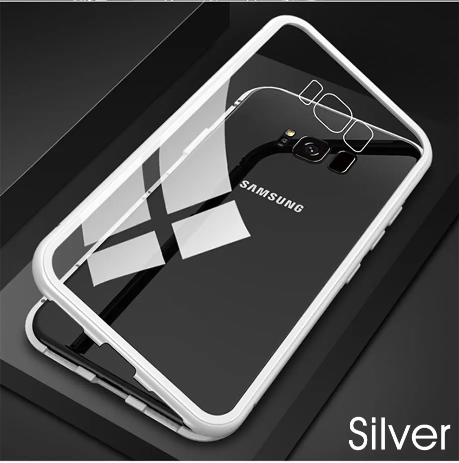 360 металлический магнитный чехол с полным покрытием для samsung Galaxy S9 S8 Plus S10 Plus S10 E Note 8 9 A50, чехол-накладка из закаленного стекла