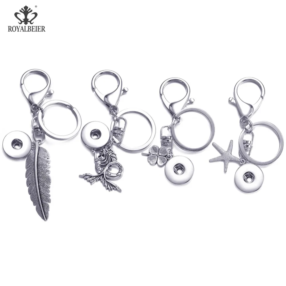ROYALBEIER 1 шт. DIY Серебряный Мульти формы металлический Fit 18 мм кнопки пара брелок