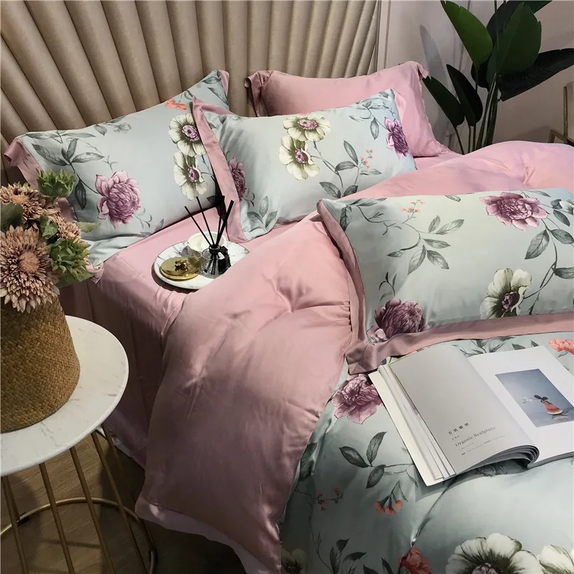 Ropa de cama Tencel Silk, 4 шт., набор постельного белья KING QUEEN, роскошный пододеяльник, простыня, постельное белье dekbedovertrek