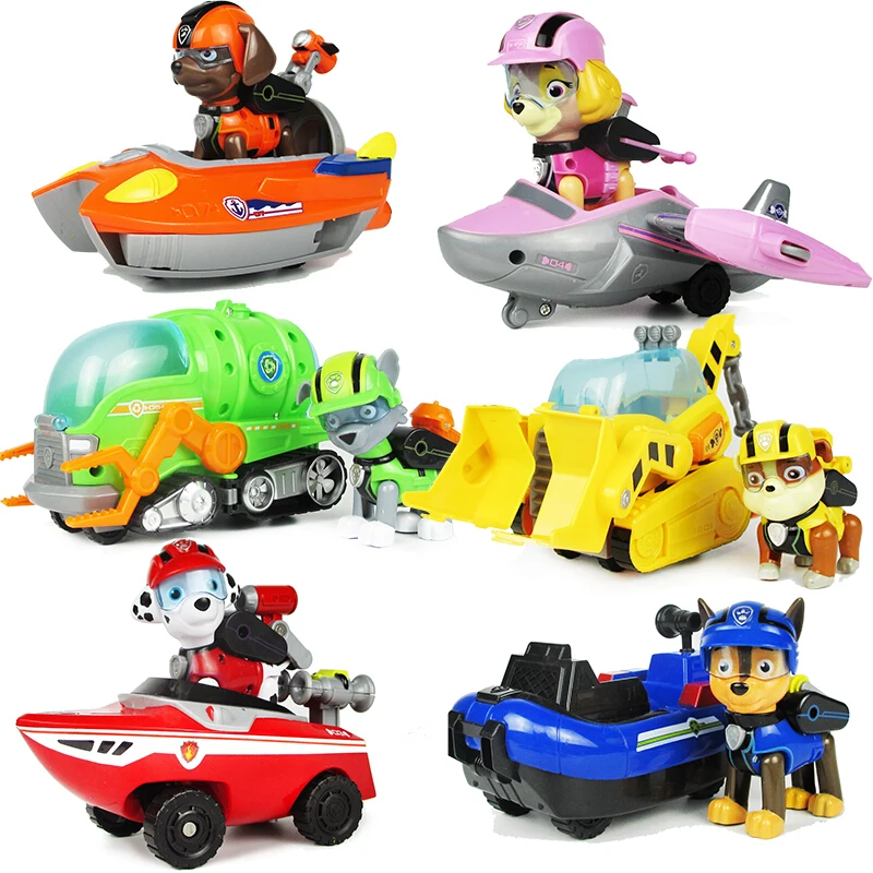 Paw Patrol Dog Sea Car recue Puppy Music Set Toy Patrulla Canina Action Charge Marshall Ryder Model детский подарок|Игровые