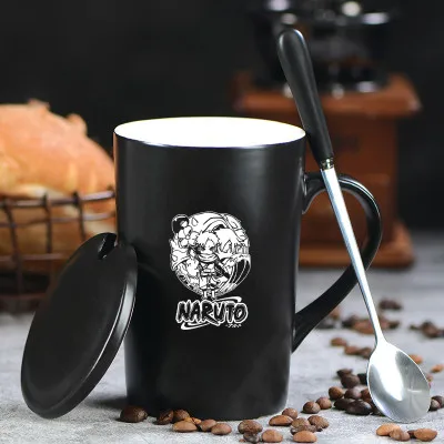 Z OUSSIRRO Наруто Какаши Бесконечность кружки чистый цвет керамические кружки чашка с крышкой и ложкой кухонный инструмент подарок - Цвет: Z