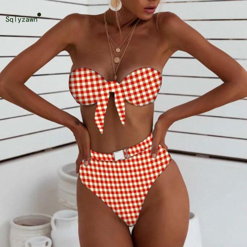 Комплект женский из 2 предметов укороченный топ с V образным вырезом и бантом