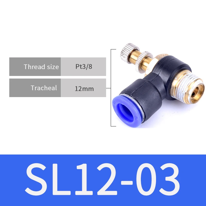 SL12-03 1 шт. газовый ограничительный клапан для воздушного потока Быстрый фитинг SL 4 мм 6 мм 8 мм 10 мм 12 мм шланг для воздушного фитинга 1/" 1/8" 3/" 1/2" BSPT контроллер - Цвет: SL12-03