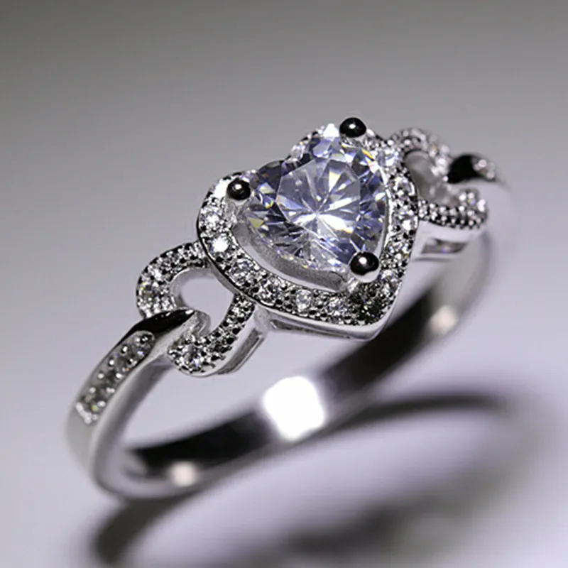 CC винтажные кольца для женщин сердце розовый камень 925 серебро Anillos свадебное ювелирное изделие Свадьба Помолвка кольцо Прямая поставка CC742