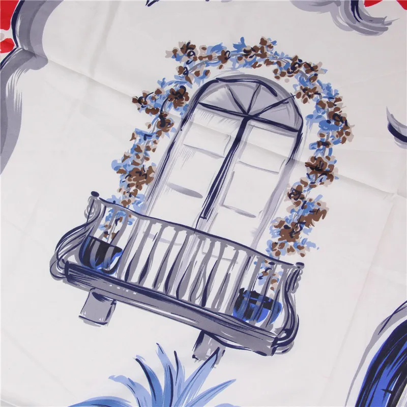 Платок-Палантин женский из 100% саржевого шелка квадратный с принтом Парижского