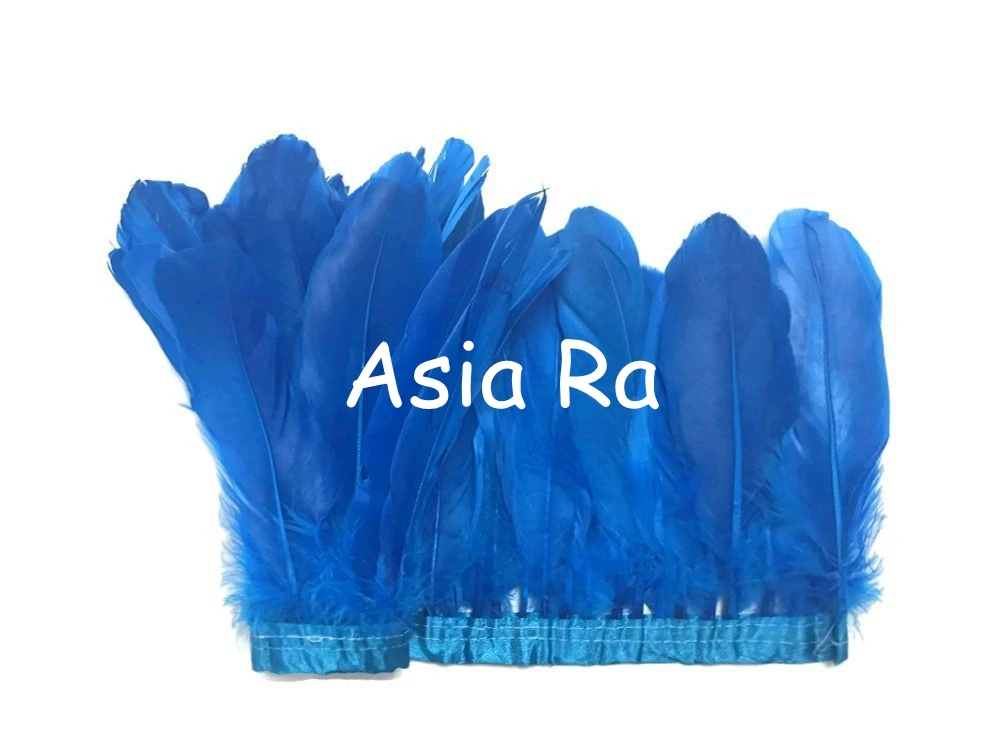 Бирюзовые синие гусиные перья 2 м/лот крашеные перьевые ленты/15-20 бахромы | Хобби и