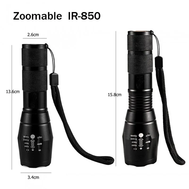 Инфракрасный IR-850 светильник-вспышка 850nm ИК светодиодный светильник фонарь заполняющий светильник для камеры 18650 светильник-вспышка Тактический пульт дистанционного управления задний переключатель