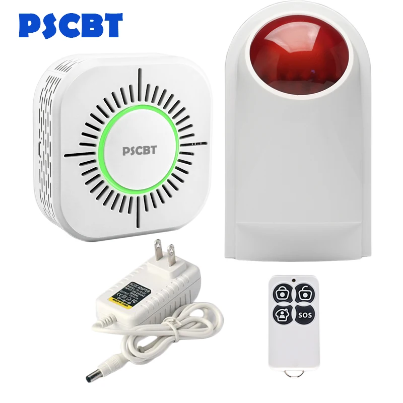 

PSCBT Smoke Detector Spot Alarm Siren Fire Protection System Smog Detector Sensor for Wireless GSM SMS WIFI Smoke Detector