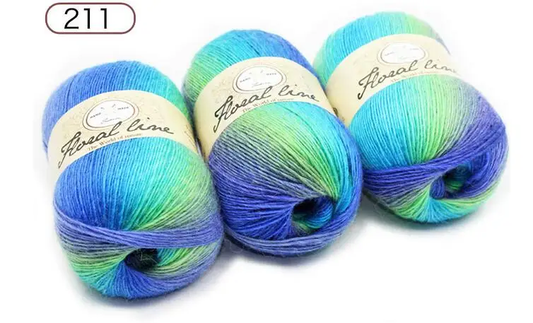 color 211 TPRPYN 2 шт = 200 г пряжа для вязания крючком lanas кашемировая пряжа для вязания радужной линии - Цвет: color 211