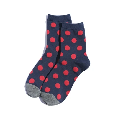 red dot blue Модные Цветные Хлопковые женские носки в горошек на осень и зиму, новые винтажные носки в горошек, милые женские носки высокого качества - Цвет: red dot blue