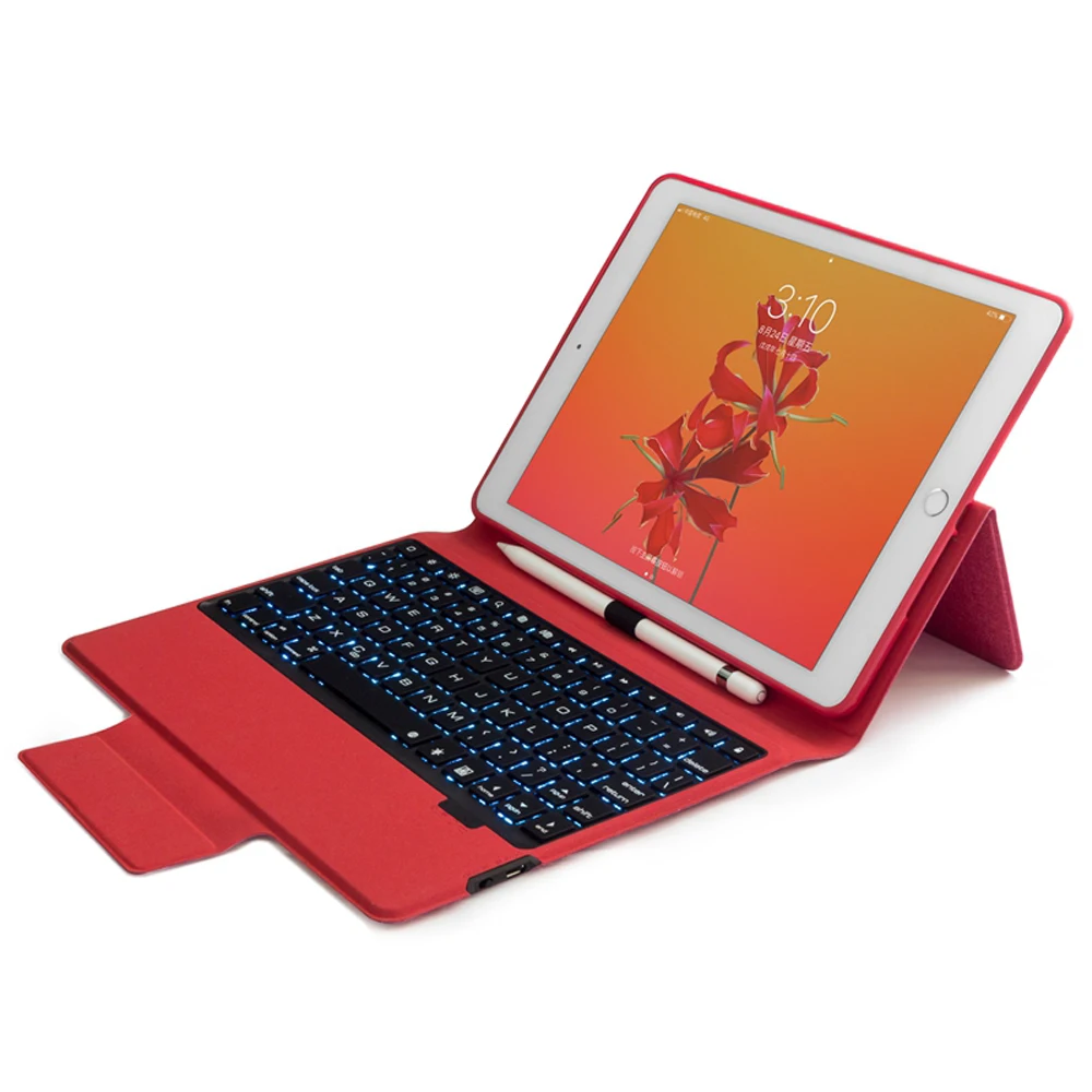 7 видов цветов Bluetooth клавиатура с подсветкой PU кожаный съемный чехол-подставка