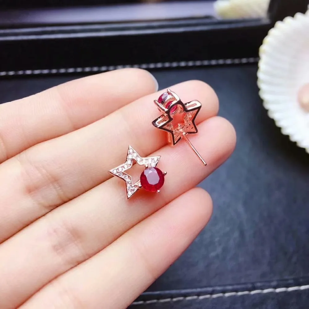 Женские серьги shilovem из натурального драгоценного камня голубь кровь