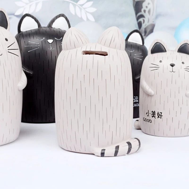 Креативная черно белая модель Кота копилка с украшениями мультяшным котом