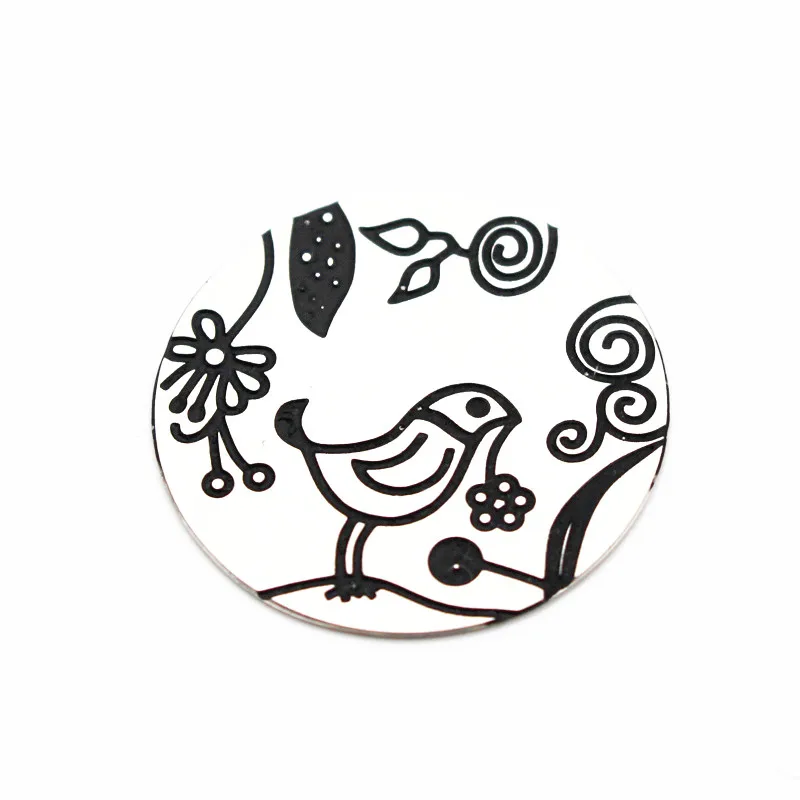 

10pcs/lot 22mm Stainless Steel Silver Bird Flower Floating Charms Window Plate Fit 30mm Living Glass Memory Lockets Necklace