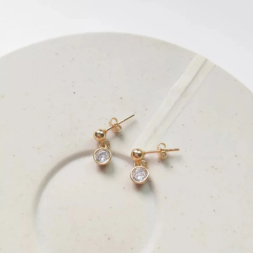 Серьги капельки из стерлингового серебра S925 пробы модные круглые короткие