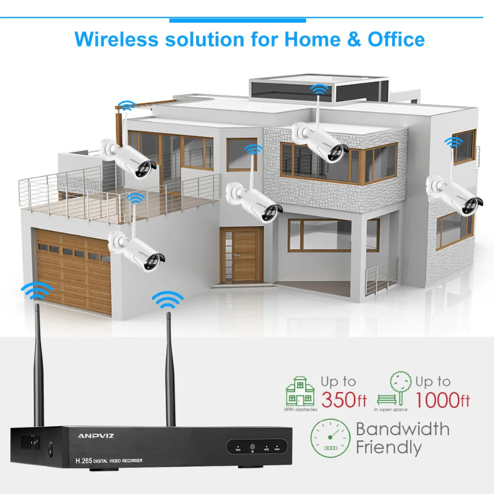 Anpviz Беспроводной камер безопасности System 1080p 4CH HDMI NVR с (4) 960 P HD 1.3MP всепогодный