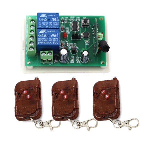 

Хорошее качество A B Ключ DC24V 2CH RF беспроводной переключатель системы дистанционного управления 3 X передатчик + 1 X Приемник обучающий код 315/433 ...