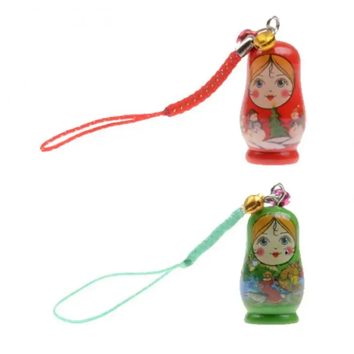 6 шт./партия Matryoshka кукла подвесное украшение с ремешком деревянная Сумочка с брелоком аксессуары для телефона подарок для детей LXH