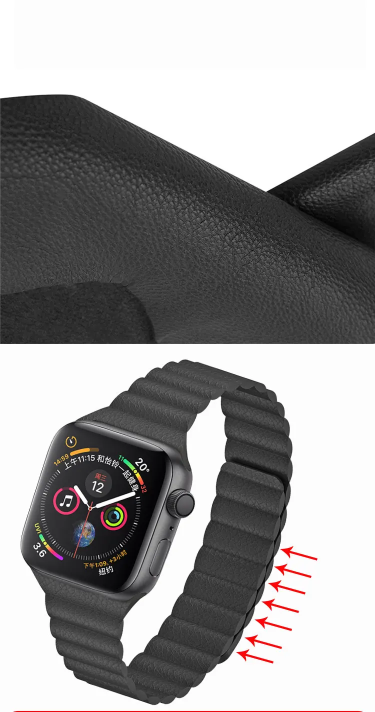 Новые часы ремешок для наручных часов Apple Watch 4 5 40/44 мм Кожаная двойная Магнитная застежка на запястье для Apple Watch Series 1, 2, 3, ремешок 42 мм