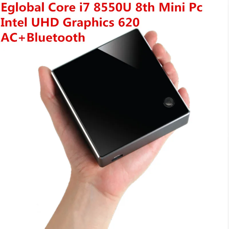 Eglobal Core i7 8550U Мини компьютер Windows 10 pro Лицензия win10 minipc вентилятор intel UHD графика 4K ТВ