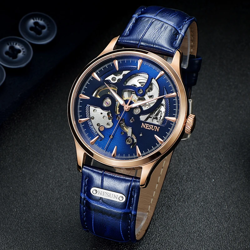 Nesun 9502 Luxury Brand NESUN Men Fully Automatic hollow Mechanical Watches relogio masculino Waterproof clock | Наручные часы