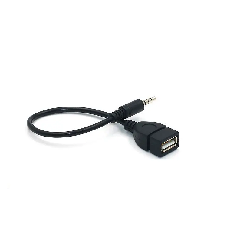 Черный 20 см Автомобильный mp3 адаптер usb-кабель Женский до 3 5 мм подключении u-диска