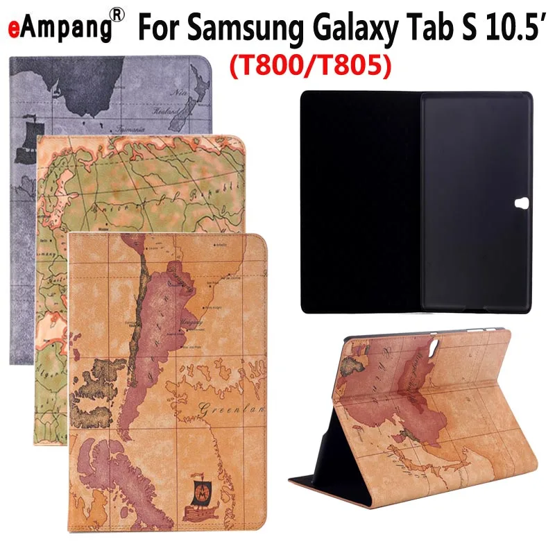 Кожаный чехол с картой для Samsung Galaxy Tab S 10 5 SM T800 T805 смартфона планшета тонкий флип
