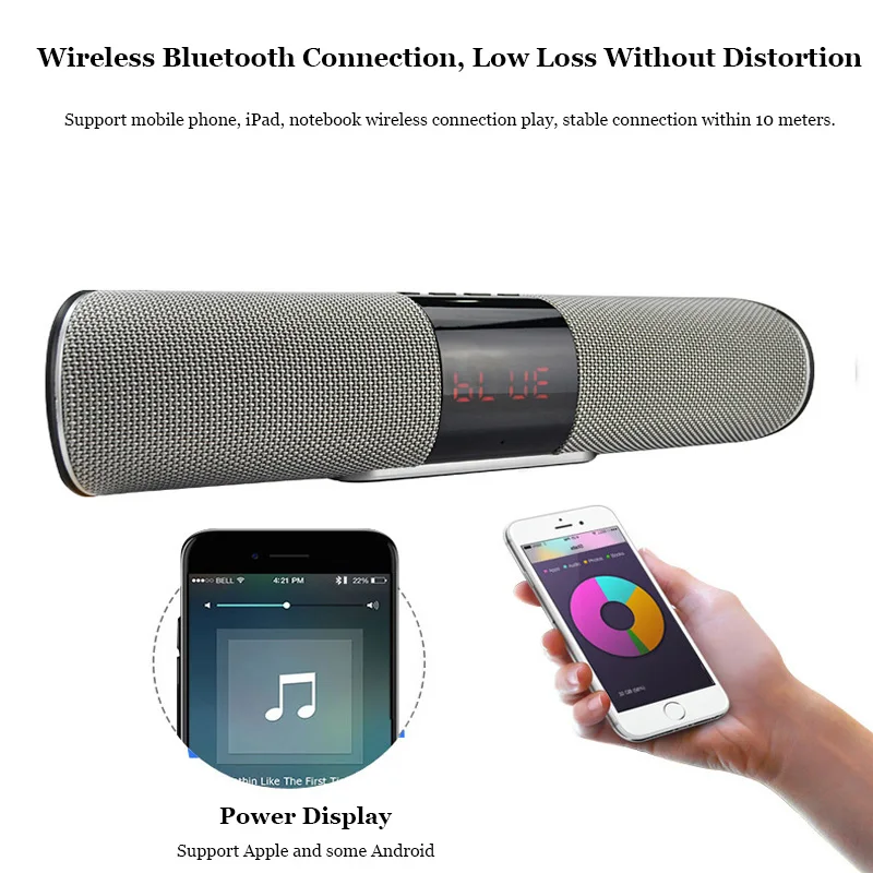 HLTON Портативный HIFI беспроводной Bluetooth динамик громкой связи Стерео FM AUX TF карта