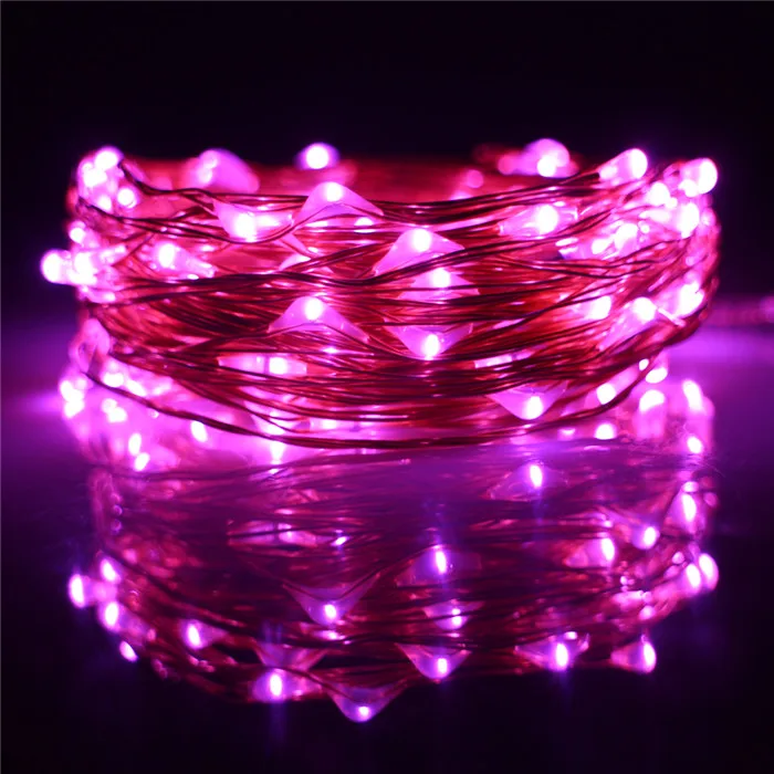 10 м 33ft 100 LED USB напольный Медный провод строка огни украшения Рождество фестиваль Свадебная вечеринка гирлянда Фея огни - Испускаемый цвет: Pink