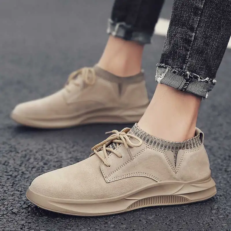 Khaki CLAX мужские туфли кожа мужской Повседневное обуви модные мужские кроссовки для отдыха обувь для ходьбы - Цвет: Khaki