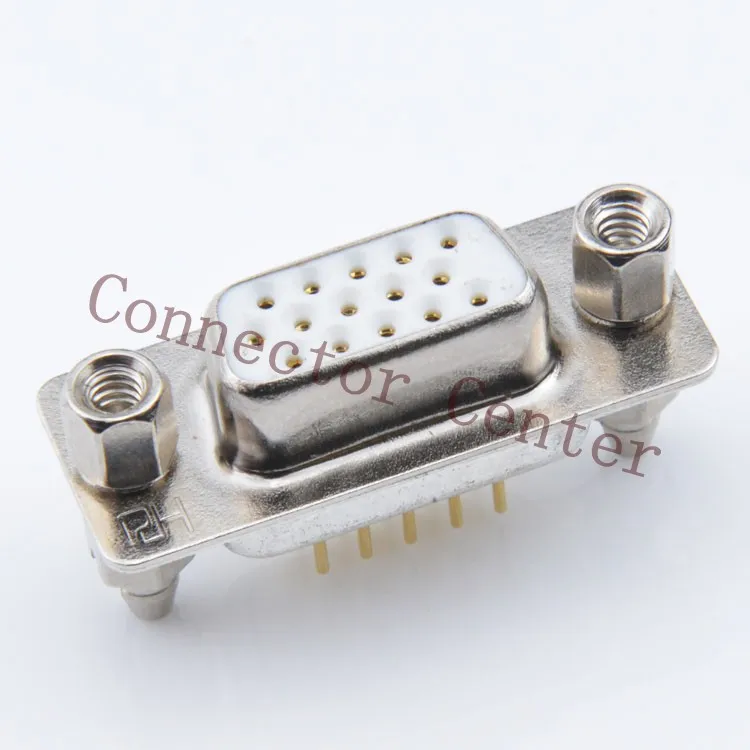 

High Quality D-SUB DB DP Connector Solid Pin 15P 3-ROW Female Gold Planted 2U 180 Degree through hole