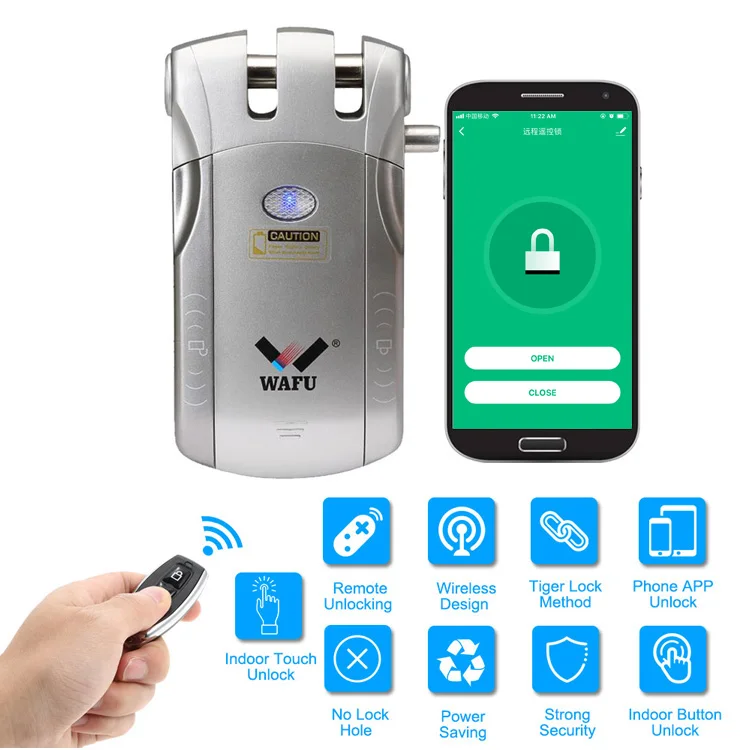 WAFU 010 Вт беспроводной wifi умный дверной замок без ключа электронный дверной замок приложение дистанционного разблокирования с 4 удаленными клавишами