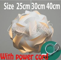 white diy modern ball novelty iq jigsaw lamp puzzles pendant light power cord and e27 holderdia 25cm30cm40cm free shipping