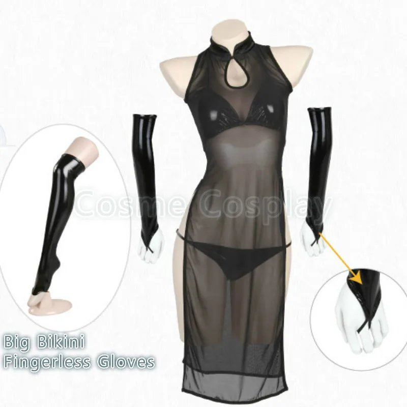 Ботики для костюмов vacaloid Чистая Cheongsam + бикини Косплэй костюм лак комплект