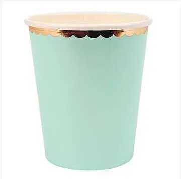 mint cups 8pcs С цветочным принтом, с каймой золотистого цвета одноразовая посуда розовый по производству бумажных тарелок пить самостоятельно стаканчик торт динозавр нож вилка вечерние поставки вечерние свадебные сувениры для свадьбы - Цвет: mint cups 8pcs