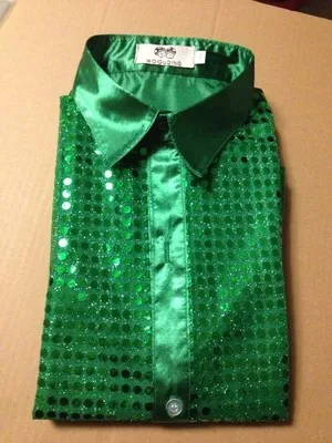 Детская рубашка для шоу со сверкающими блестками сценические костюмы мужская